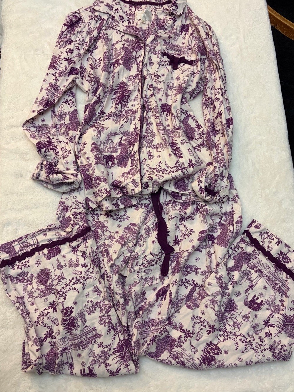 Victoria's Secret White and Purple Toile Kids Pajama Set